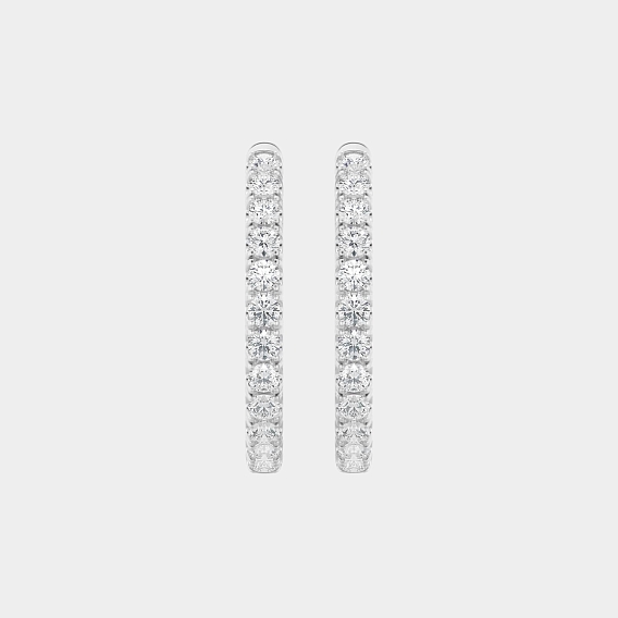 14K White Gold Round Hoops 3 CTW…