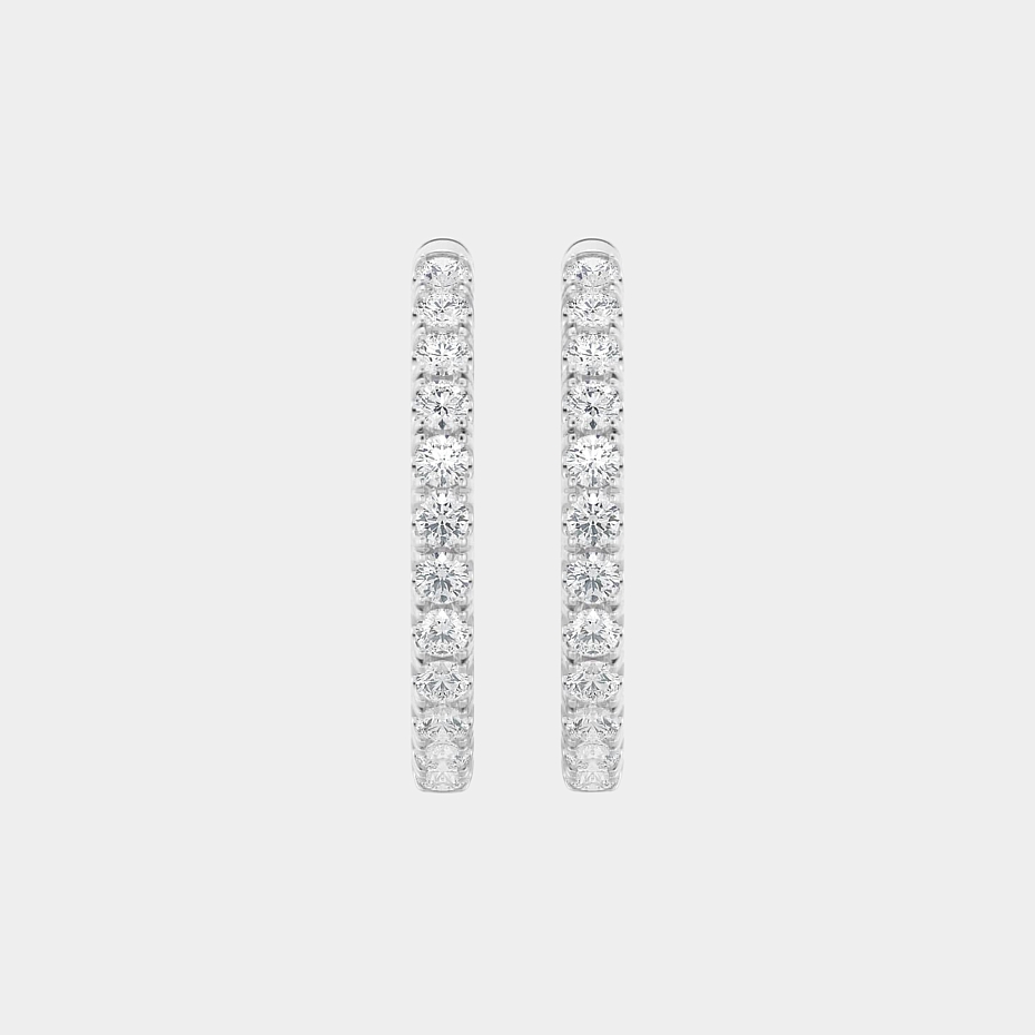 picture 14K White Gold Round Hoops 3 CTW…