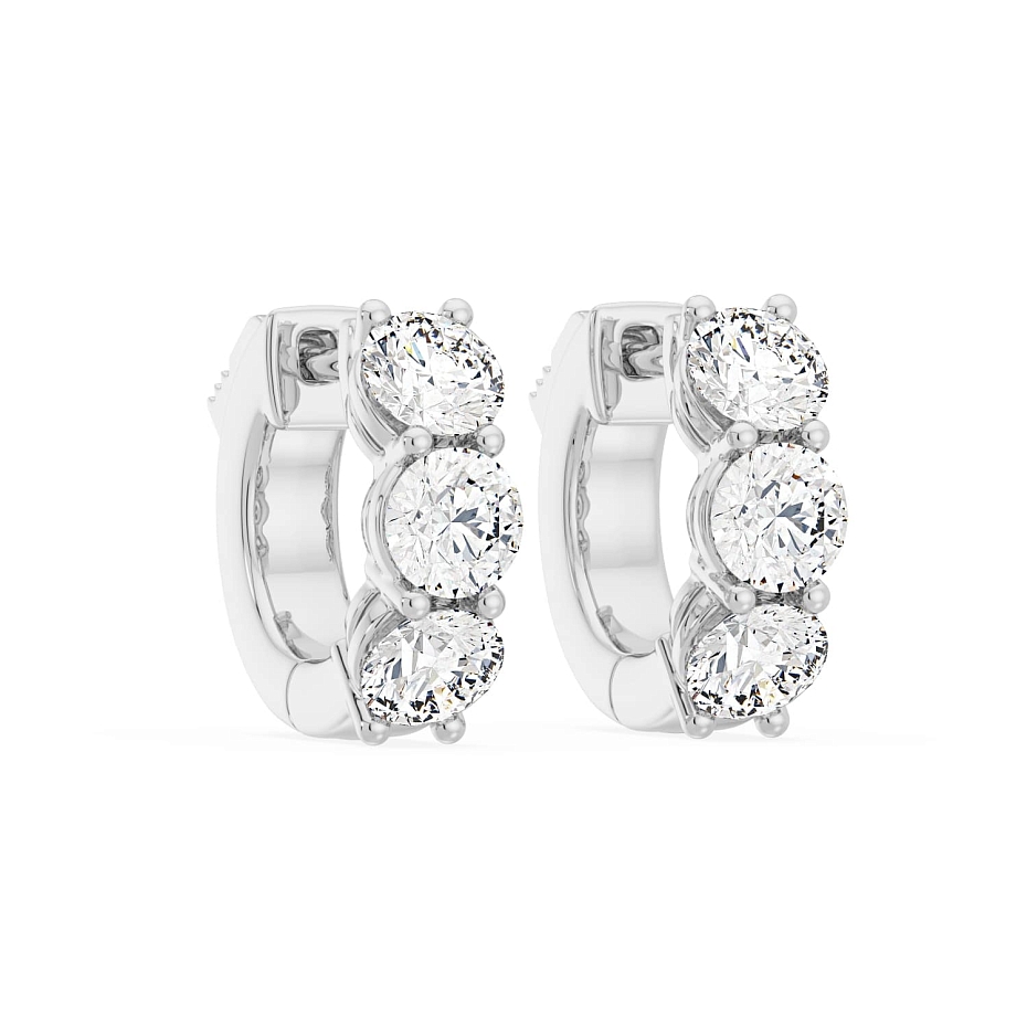 picture 14K White Gold 3 Stone Huggies 4 CTW…