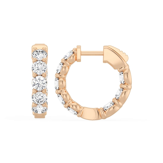 14K Rose Gold Inside Out Hoops 4 CTW…