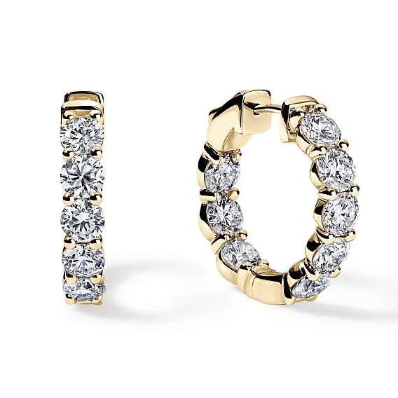 14K Yellow Gold Inside Out Hoops 4 CTW…