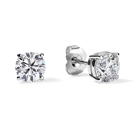 picture 14K White Gold Basket Studs (1 CTW... – Setepai