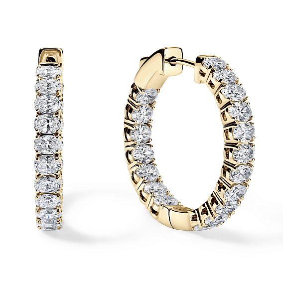 14K Yellow Gold Oval Hoops 3.5 CTW