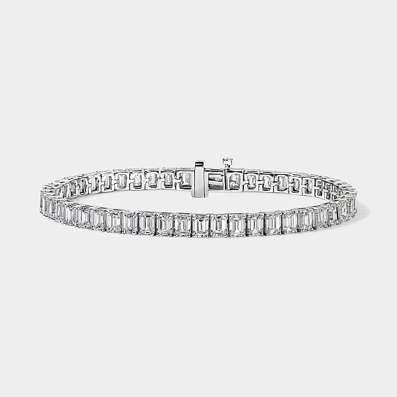14K White Gold Emerald Tennis Bracelet 12 CTW...