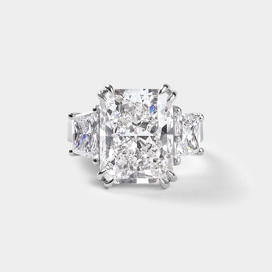 picture Radiant CUT ENGAGEMENT RING WITH trapezoids