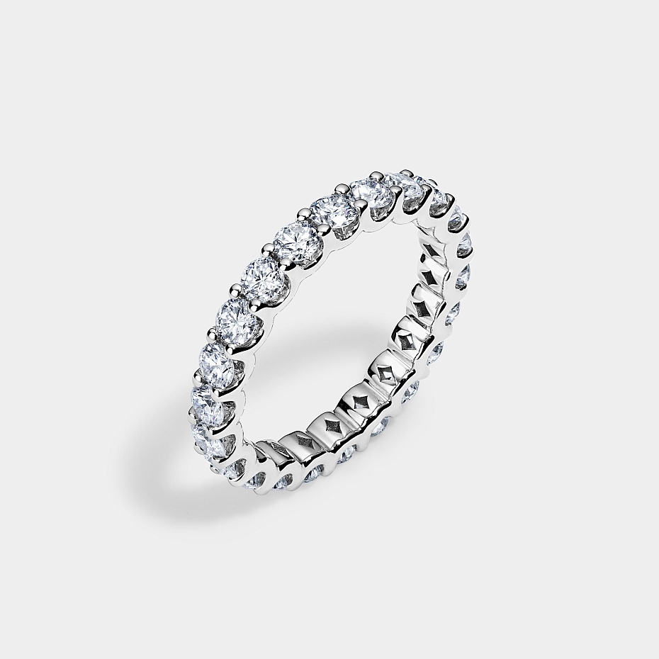 picture 14K White Gold U Round Eternity Ring 2 CTW…