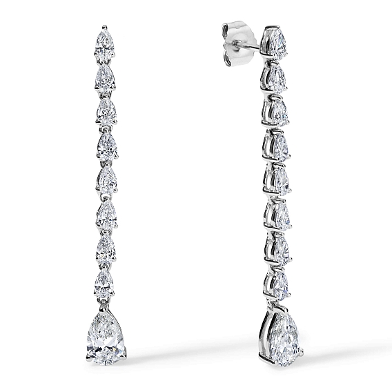 14K White Gold Pear Earrings 2 CTW