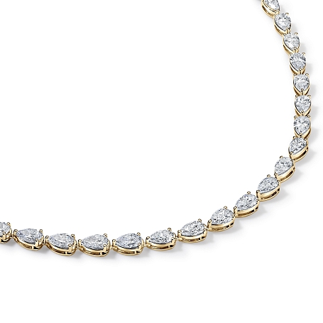 picture 14k Yellow Gold Pear Tennis Necklace (14 CTW) – Setepai