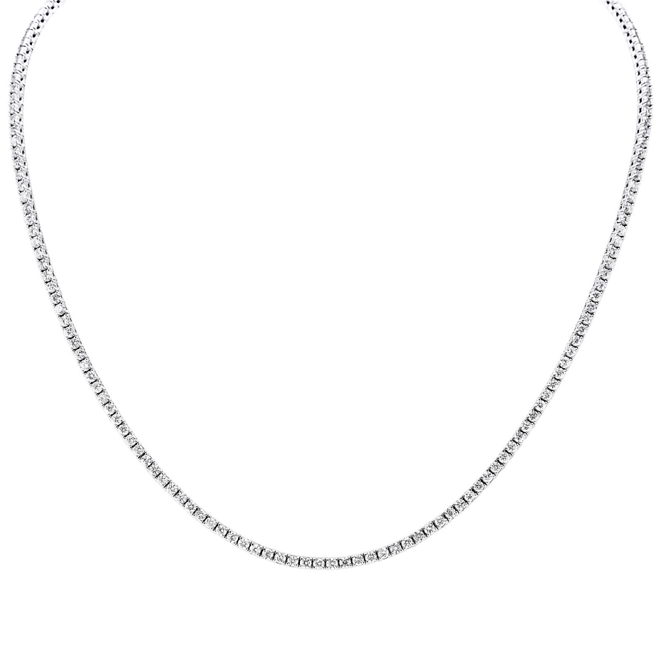 picture 14K White Gold Classic Tennis Necklace (8 CTW...