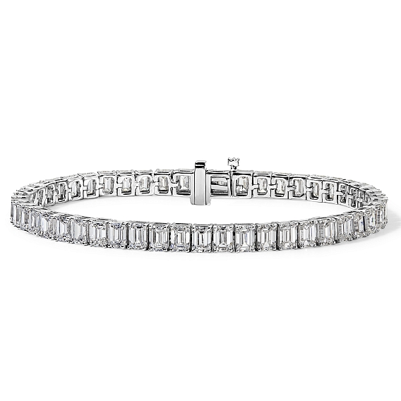 14K White Gold Emerald Tennis Bracelet (12 CTW...