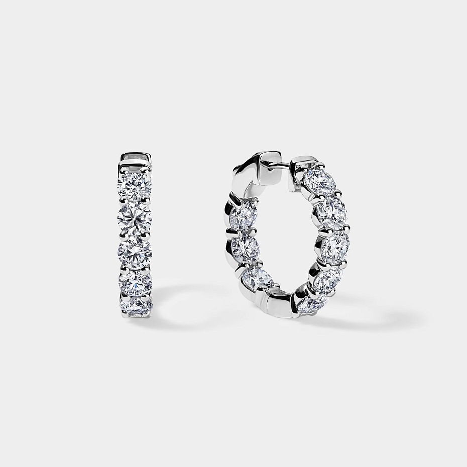 picture 14K White Gold Inside Out Hoops 4 CTW...