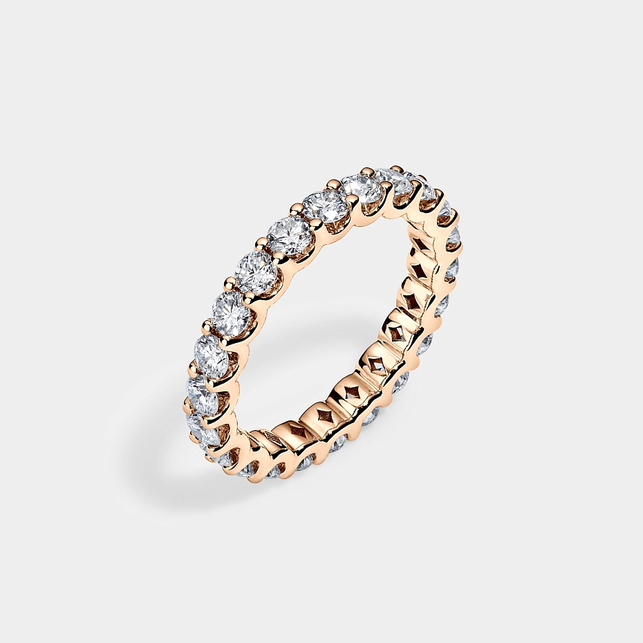 picture 14K Rose Gold U Round Eternity Ring 2 CTW…