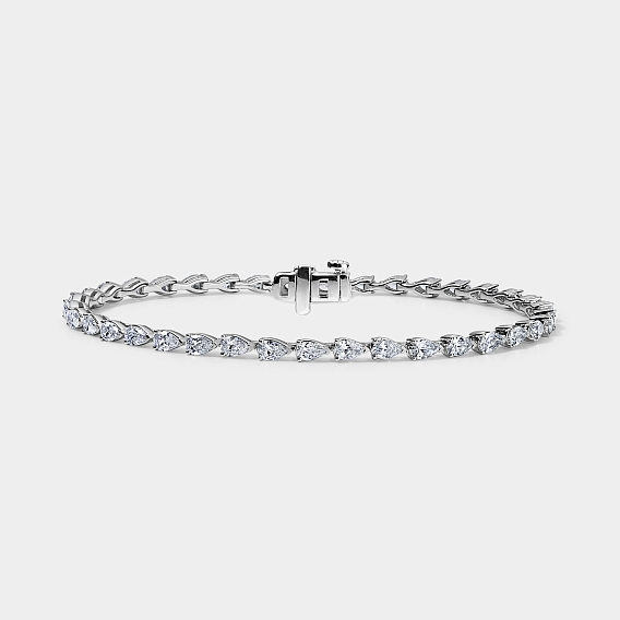 14K White Gold Pear Tennis Bracelet 7 CTW