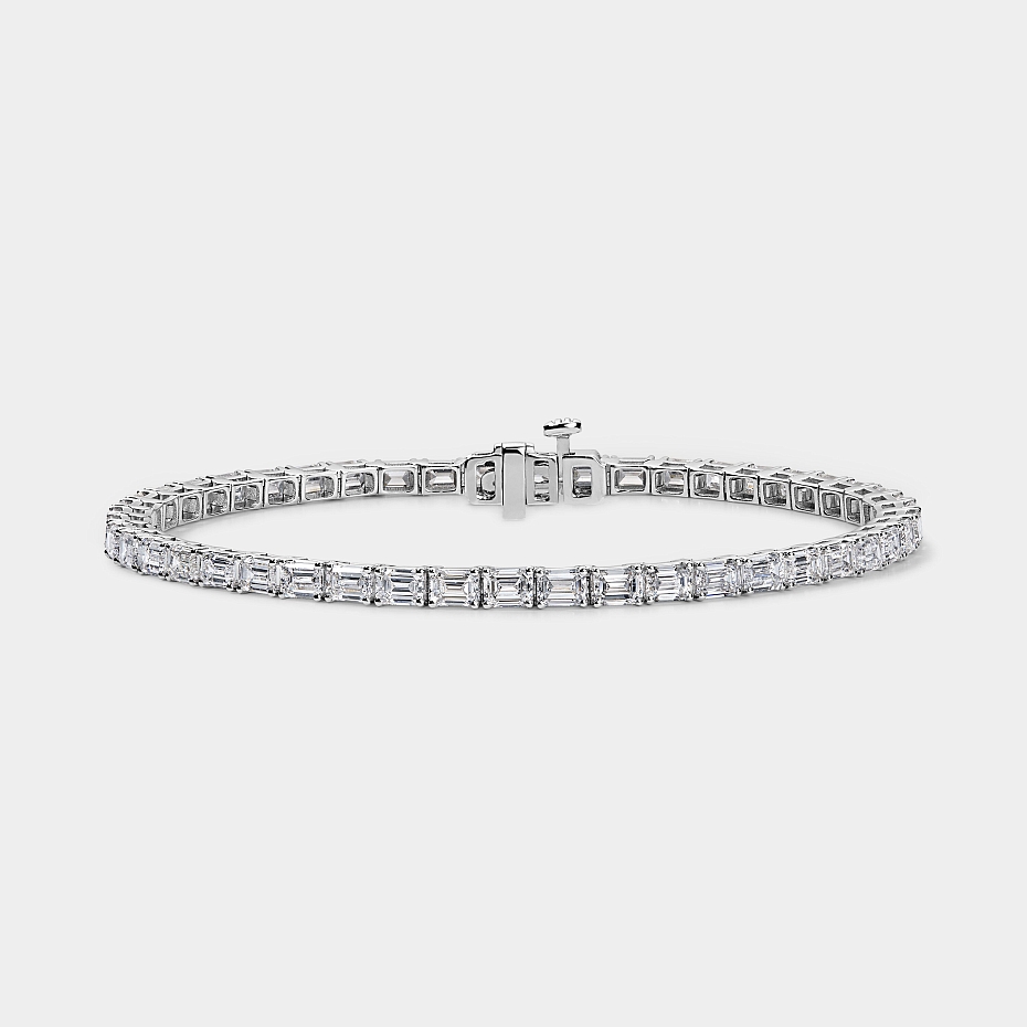 picture 14K White Gold Emerald Tennis Bracelet 5 CTW