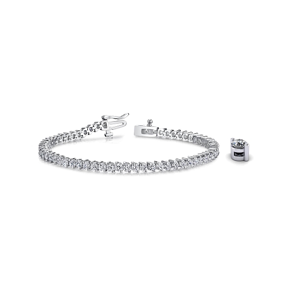14K White Gold 2-Prong Tennis Bracelet 10 CTW...